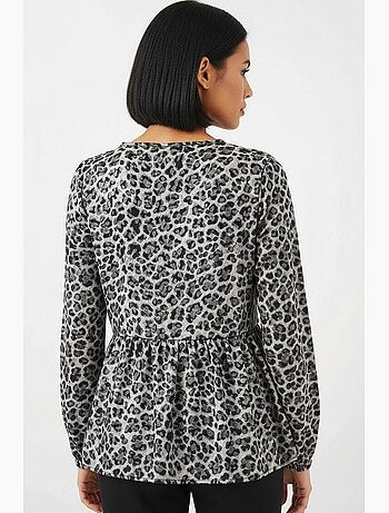 Blusa stampata in chiffon manica lunga dettaglio profilo bdart