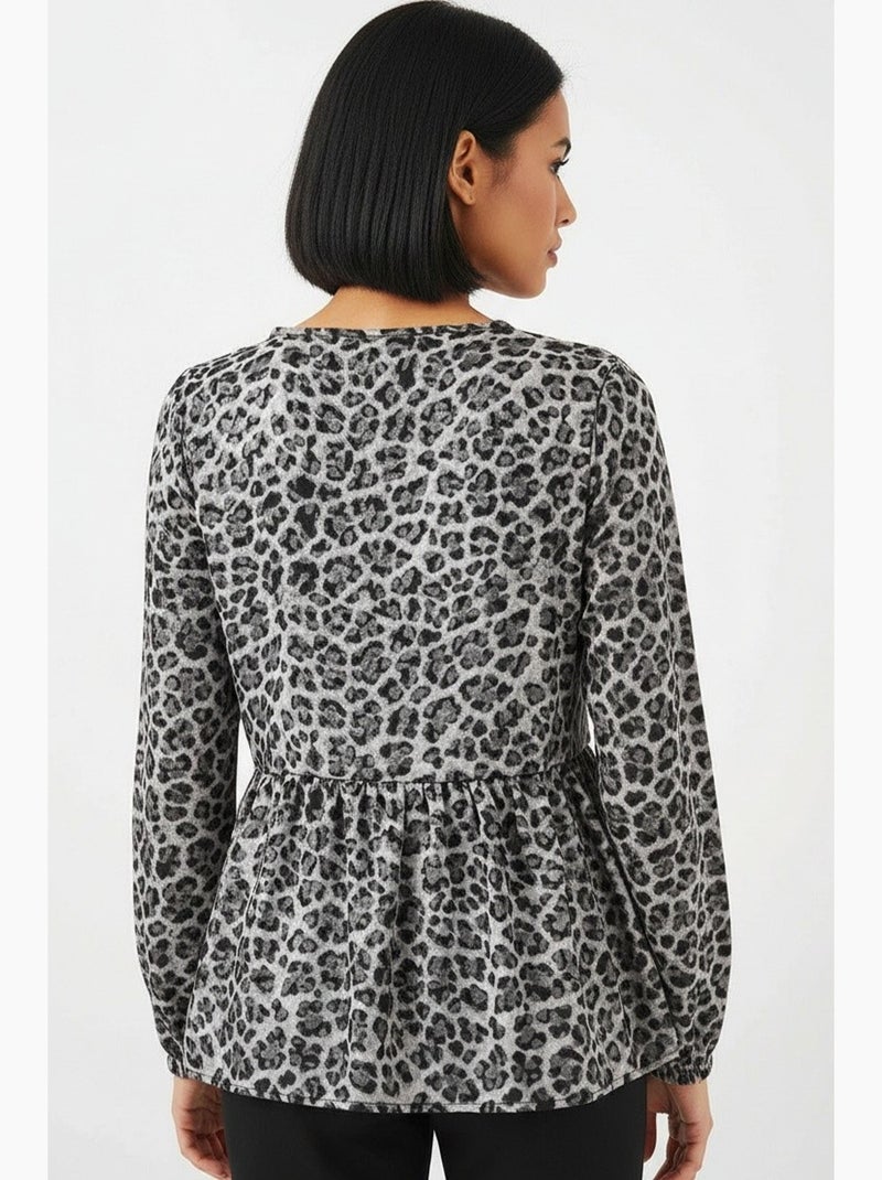 Blusa stampata in chiffon manica lunga dettaglio profilo bdart Grigio nero - Kiabi