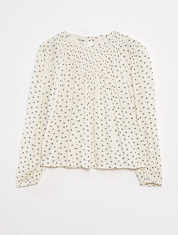 Blusa stampata in tessuto effetto crêpe