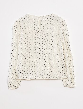 Blusa stampata in tessuto effetto crêpe