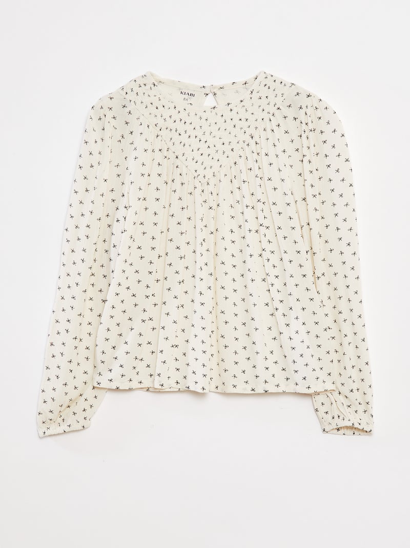 Blusa stampata in tessuto effetto crêpe Beige - Kiabi