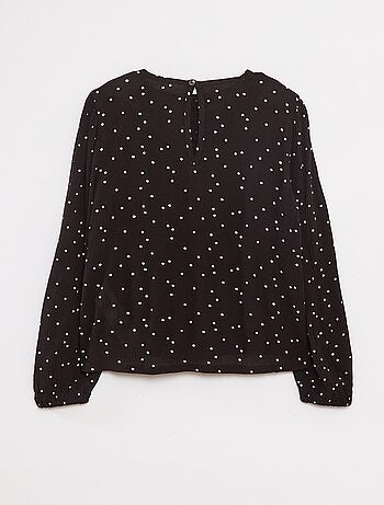 Blusa stampata in tessuto effetto crêpe