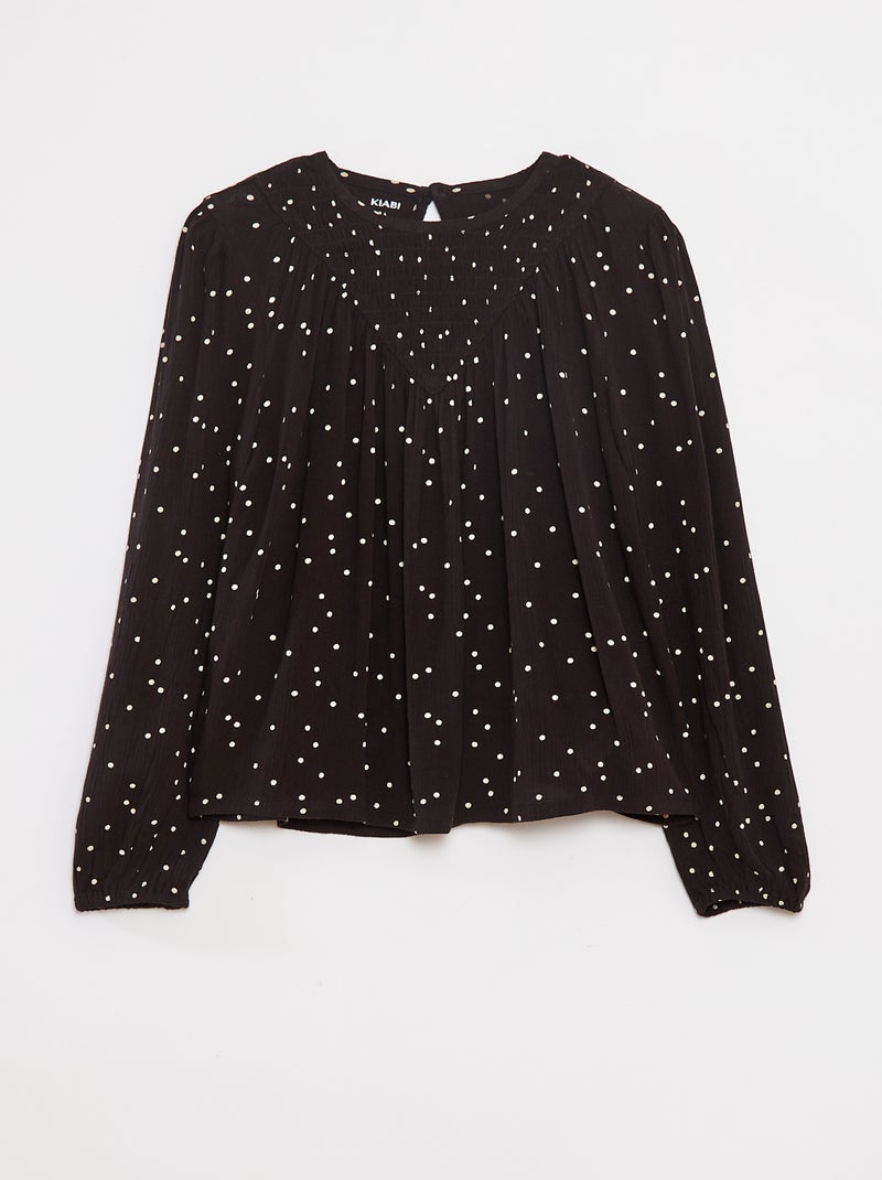 Blusa stampata in tessuto effetto crêpe Nero - Kiabi