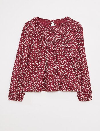 Blusa stampata in tessuto effetto crêpe