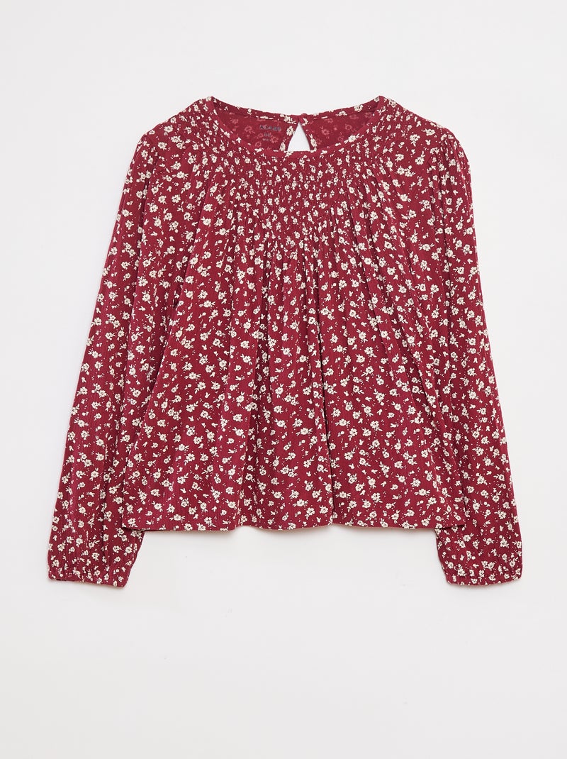 Blusa stampata in tessuto effetto crêpe Rosso - Kiabi