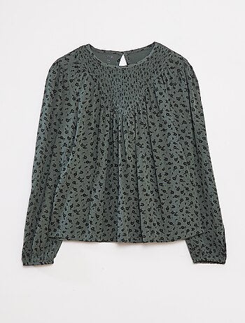 Blusa stampata in tessuto effetto crêpe