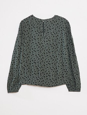 Blusa stampata in tessuto effetto crêpe