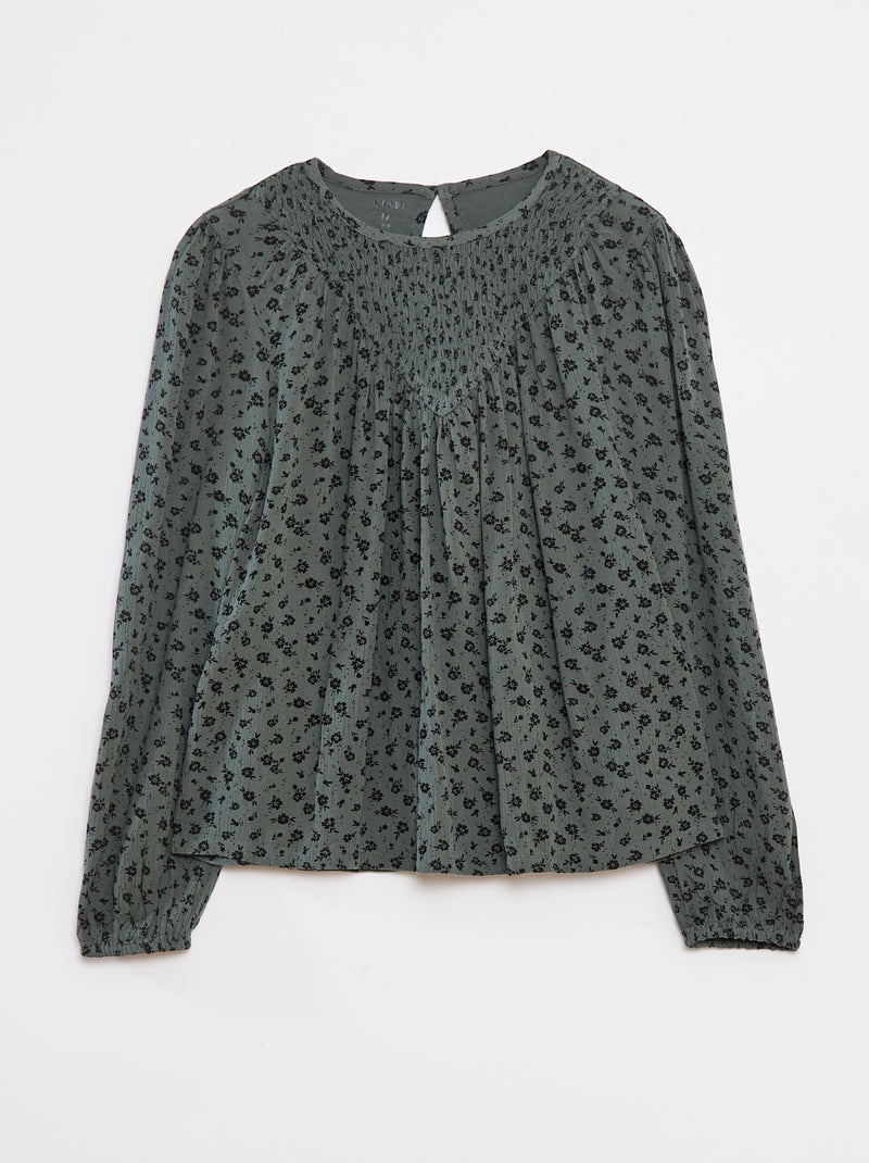 Blusa stampata in tessuto effetto crêpe Verde - Kiabi