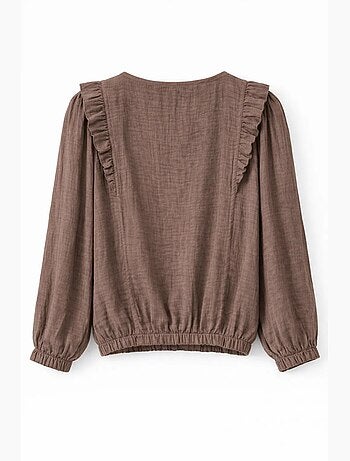 Blusa testurizzata con ruches e scollo a girocollo mixray