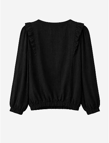 Blusa testurizzata con ruches e scollo a girocollo mixray