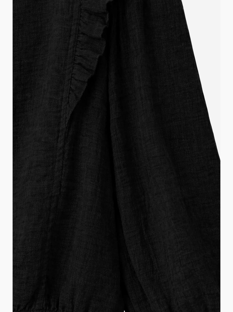 Blusa testurizzata con ruches e scollo a girocollo mixray Nero - Kiabi
