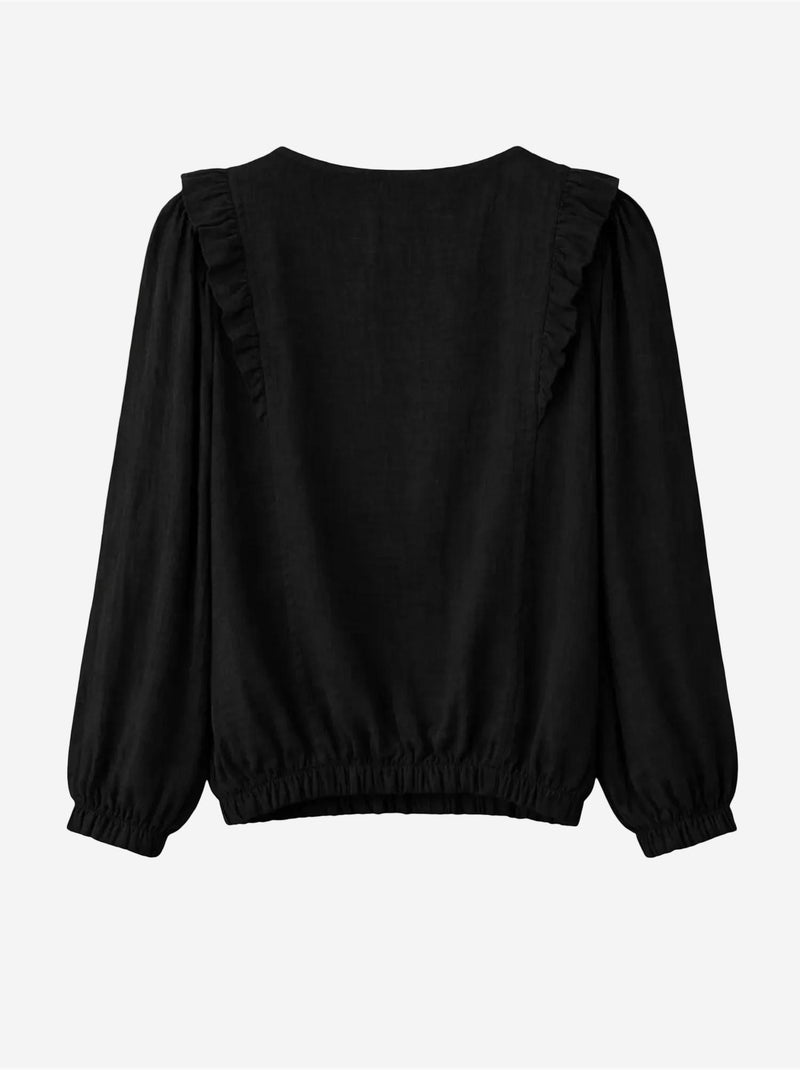 Blusa testurizzata con ruches e scollo a girocollo mixray Nero - Kiabi