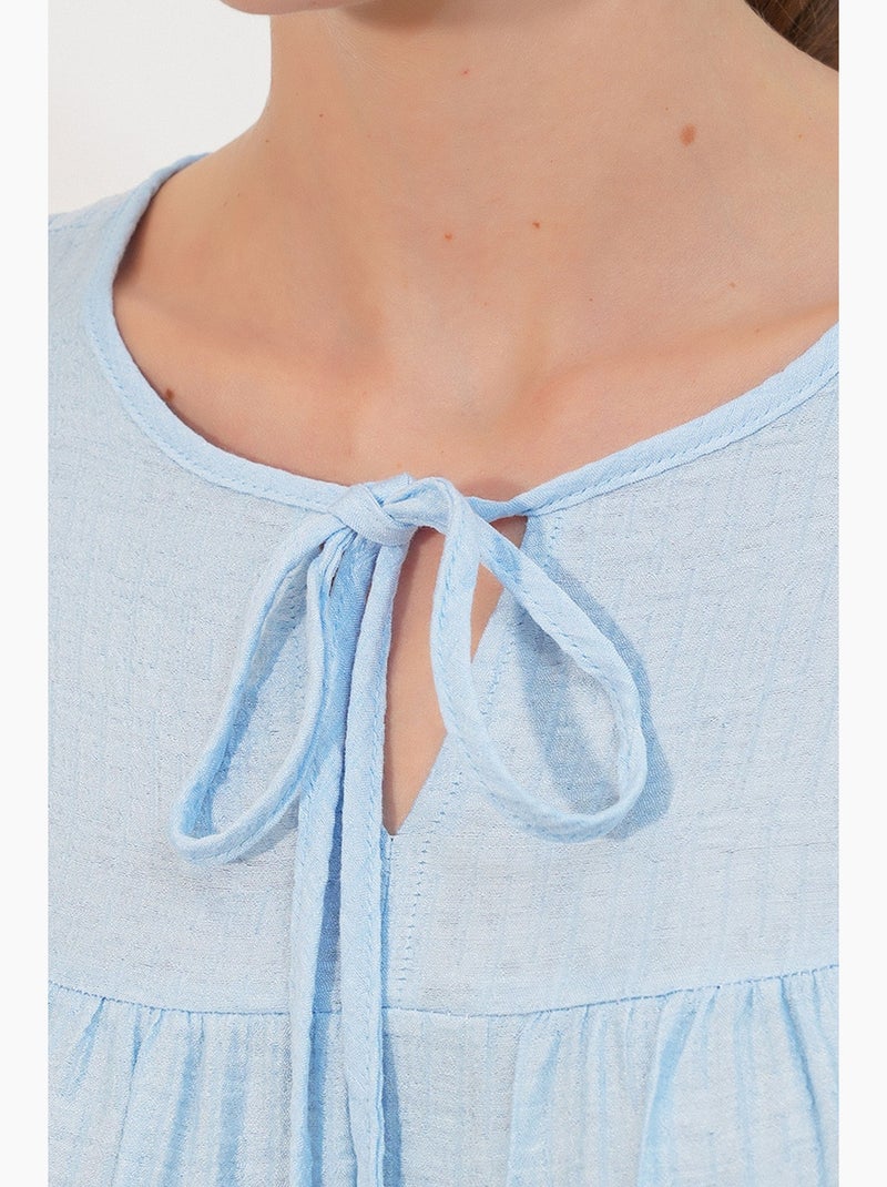 Blusa testurizzata nodo davanti bdart Blu cielo - Kiabi