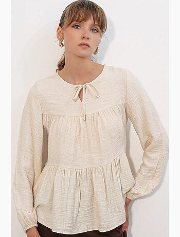 Blusa testurizzata nodo davanti bdart