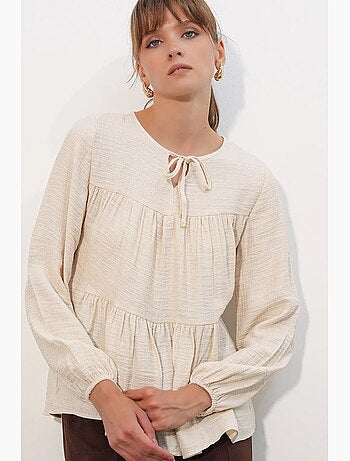 Blusa testurizzata nodo davanti bdart