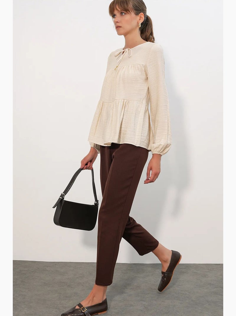 Blusa testurizzata nodo davanti bdart Crema - Kiabi