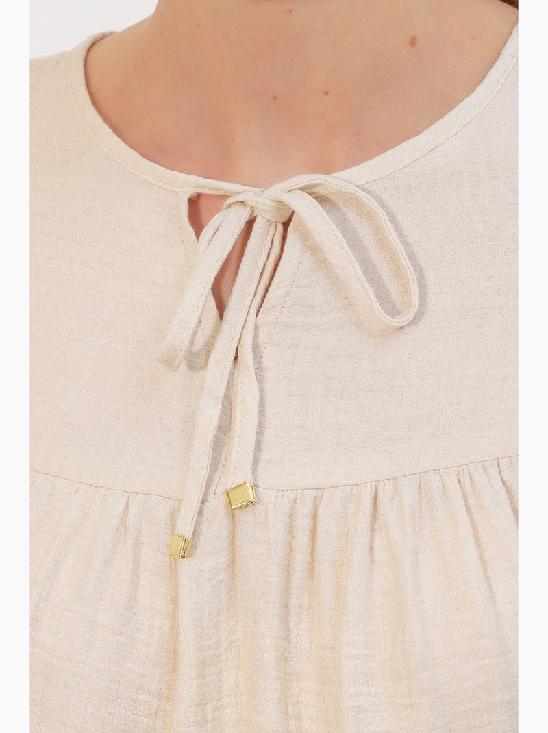 Blusa testurizzata nodo davanti bdart Crema - Kiabi