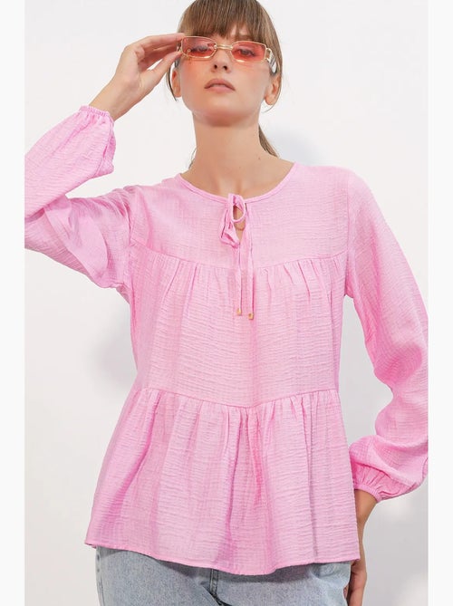 Blusa testurizzata nodo davanti bdart - Kiabi Blusa testurizzata nodo davanti bdart - Kiabi