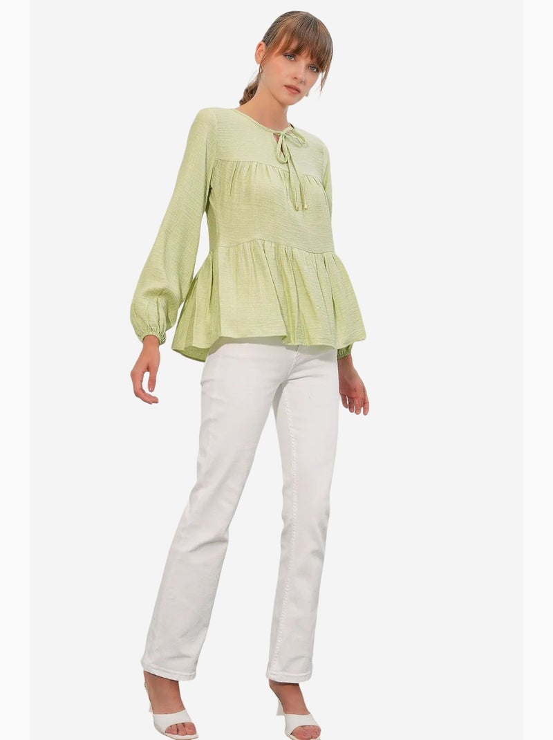 Blusa testurizzata nodo davanti bdart Verde menta - Kiabi