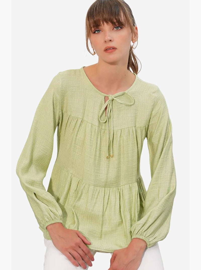 Blusa testurizzata nodo davanti bdart Verde menta - Kiabi