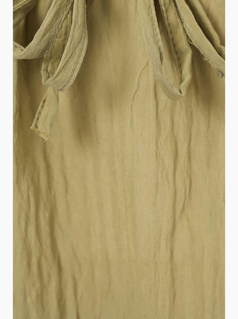 Blusa testurizzata seersucker scollo a v con fiocco bdart Verde kaki - Kiabi