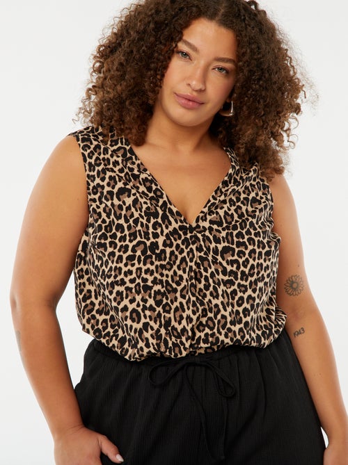 Blusa tinta unita con cucitura fantasia sul collo - Kiabi