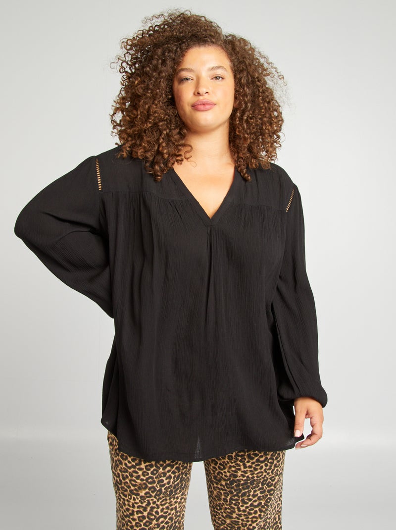 Blusa tinta unita nero - Kiabi
