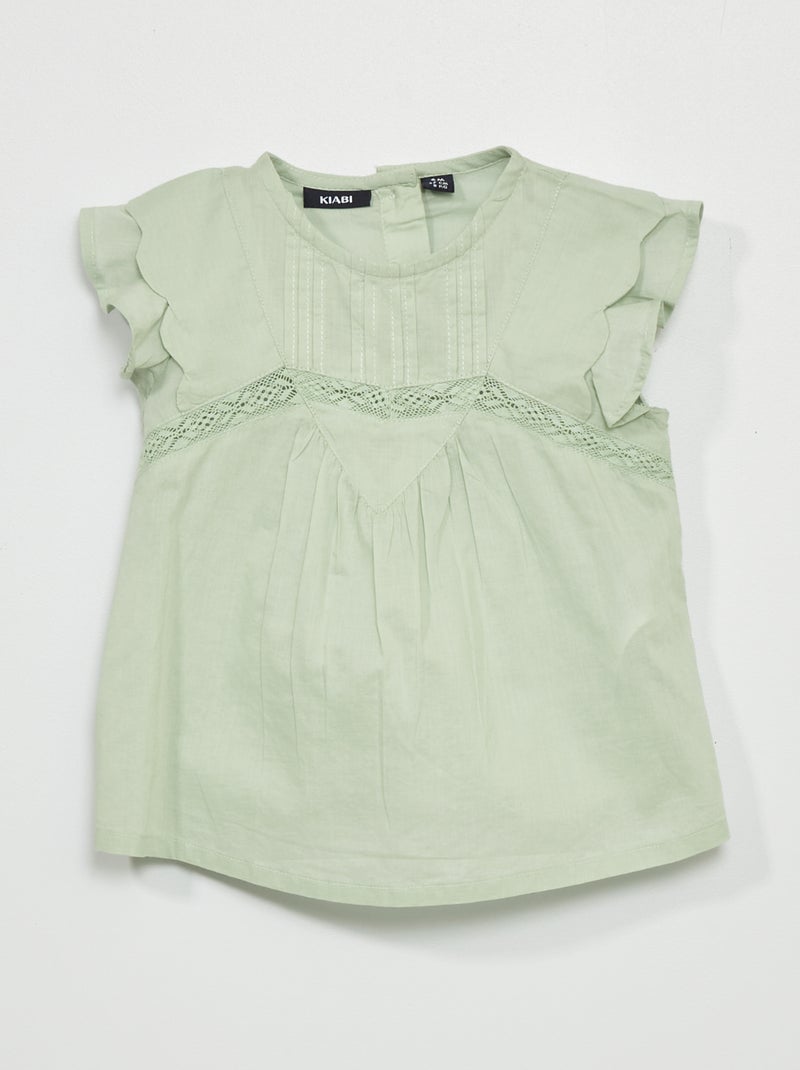 Blusa tinta unita scollo tondo VERDE - Kiabi