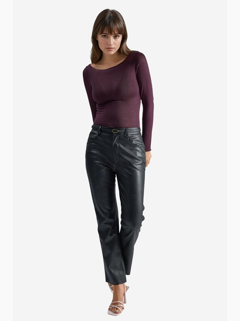 Blusa ultraleggera in misto cashmere con scollo a barca hiccup Malva - Kiabi