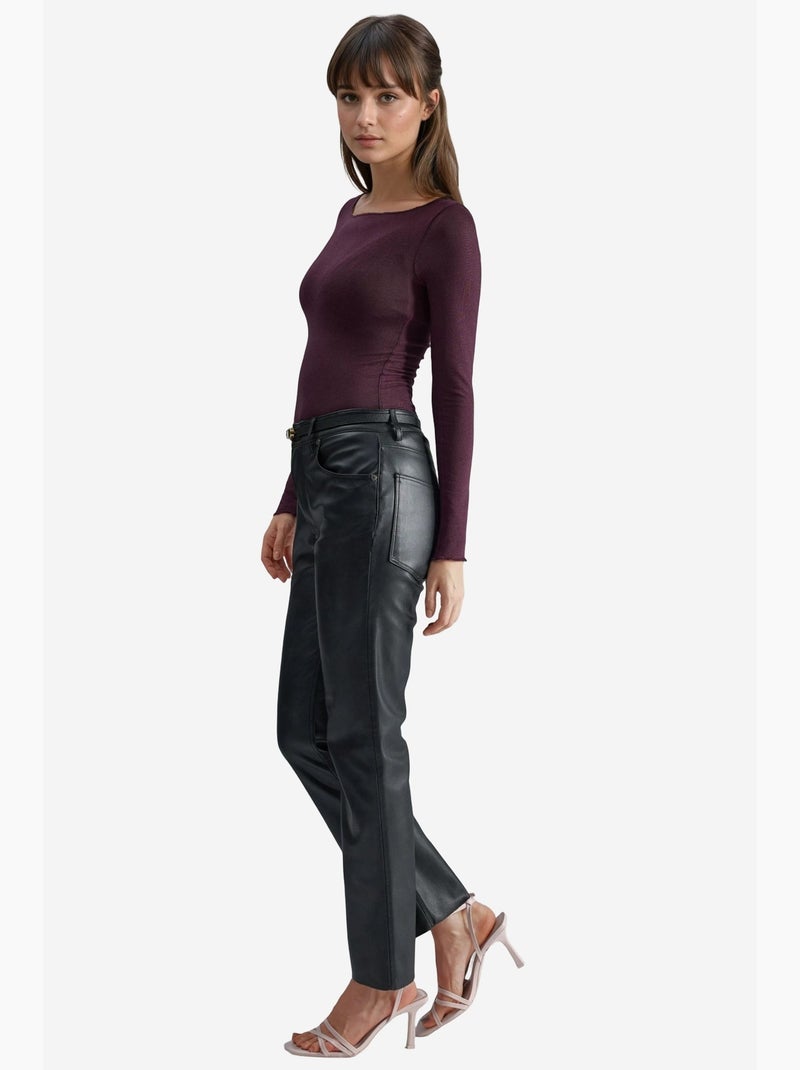 Blusa ultraleggera in misto cashmere con scollo a barca hiccup Malva - Kiabi