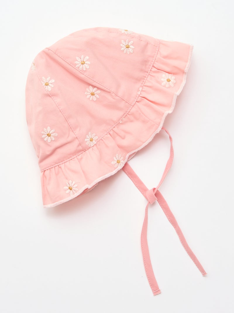 Bob con volant e fiori ricamati Rosa - Kiabi