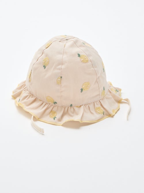 Bob con volant e limoni ricamati - Kiabi