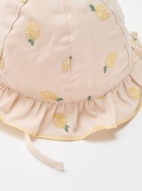 Bob con volant e limoni ricamati - Kiabi