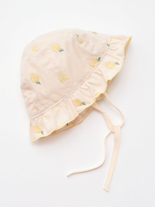 Bob con volant e limoni ricamati - Kiabi