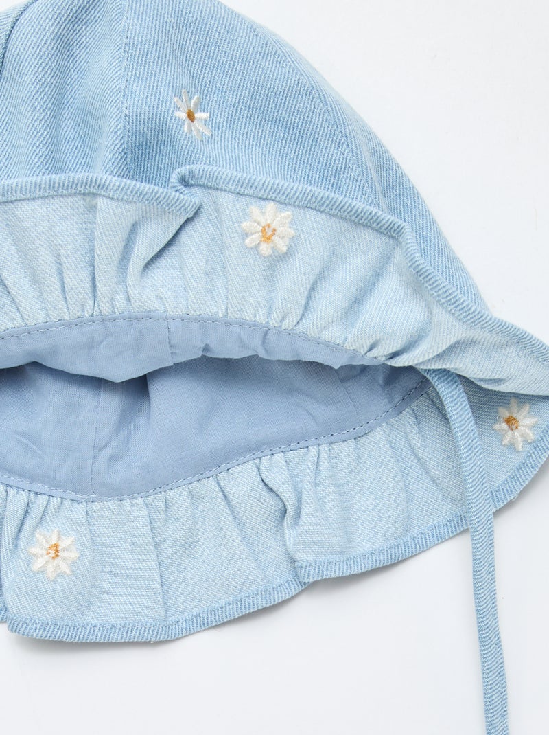 Bob in denim ricamato con fiori Blu - Kiabi