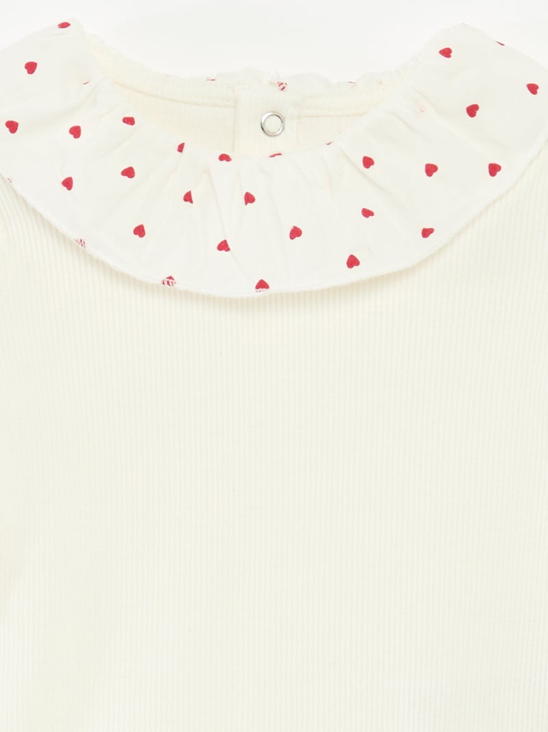 Body a coste con colletto Bianco - Kiabi