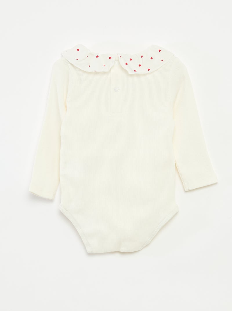 Body a coste con colletto Bianco - Kiabi