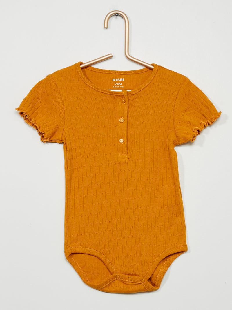 Body a coste con collo serafino GIALLO - Kiabi