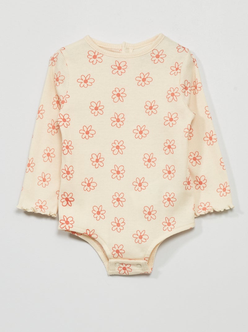 Body a coste con maniche lunghe BIANCO - Kiabi