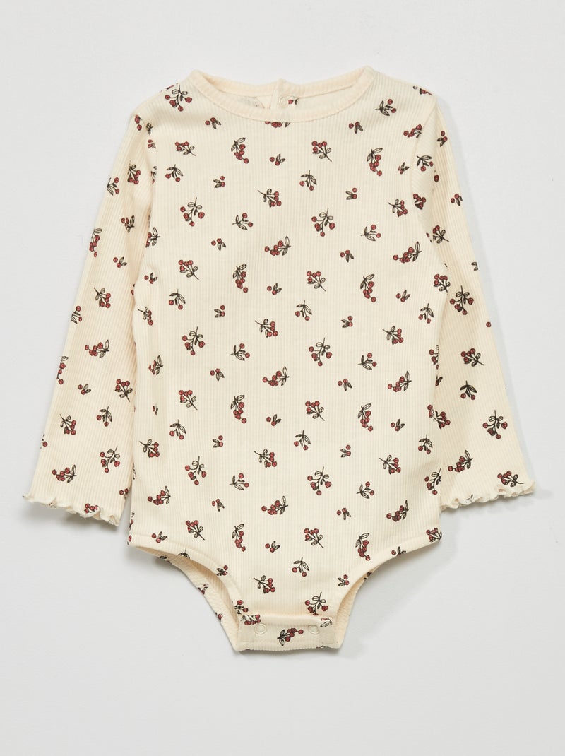 Body a coste con maniche lunghe BIANCO - Kiabi