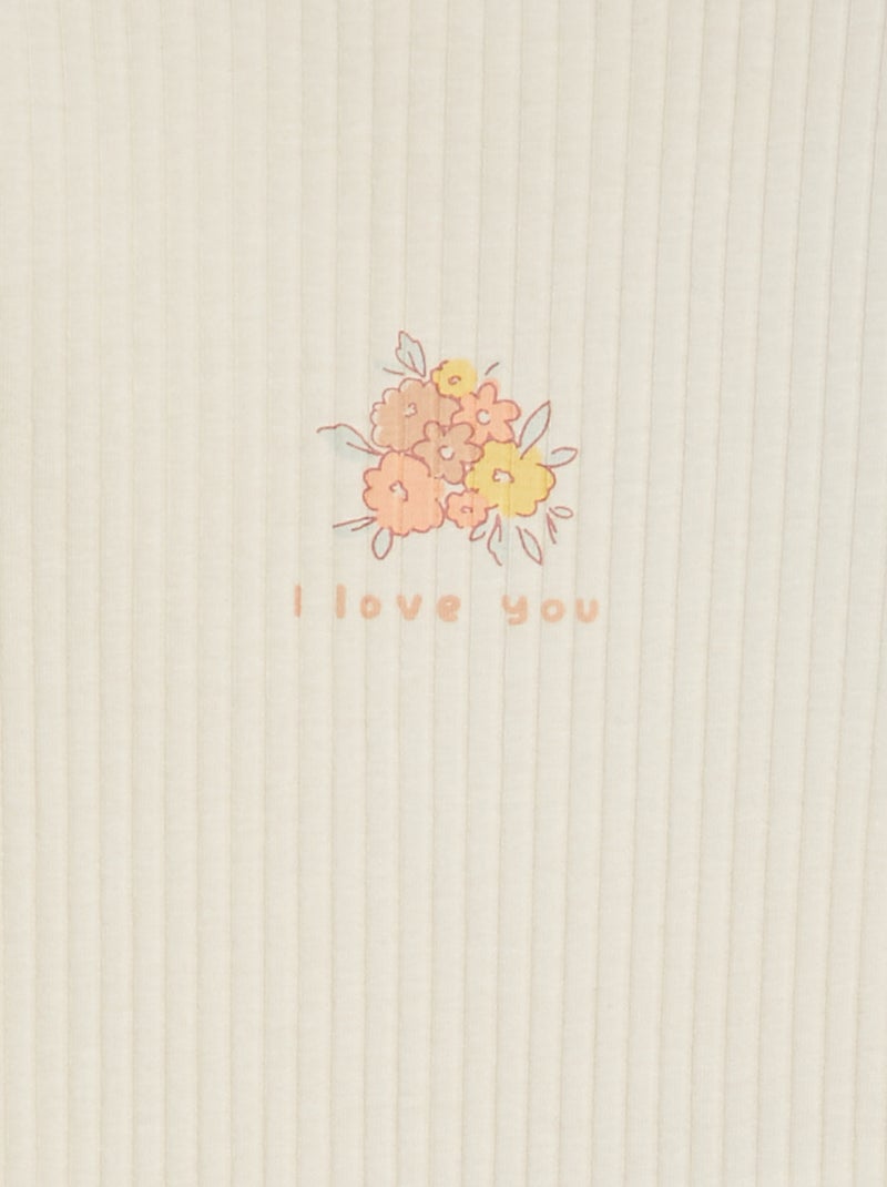 Body a coste con motivo floreale BIANCO - Kiabi