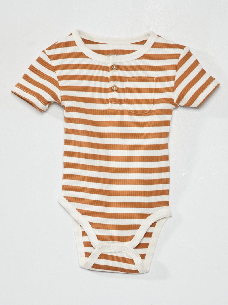 Body a coste con righe MARRONE - Kiabi
