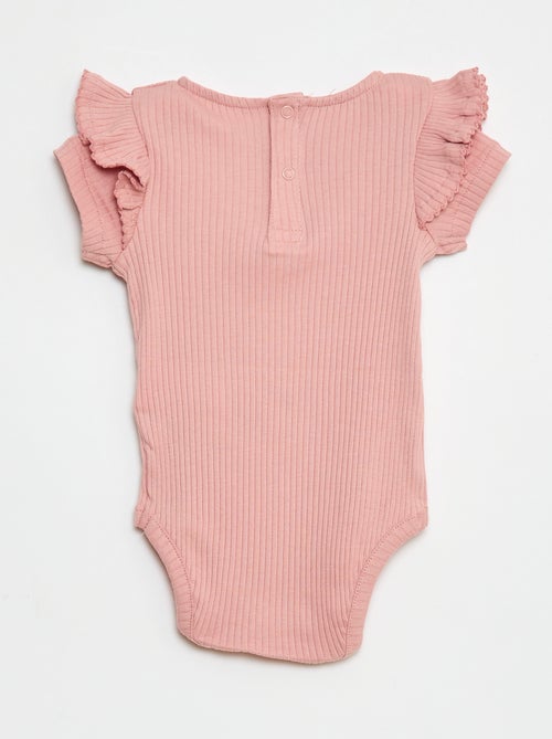Body a coste e maniche corte e volant sul giromanica - Kiabi