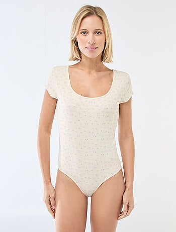 Body a coste e maniche corte