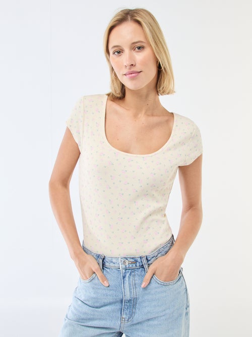 Body a coste e maniche corte - Kiabi