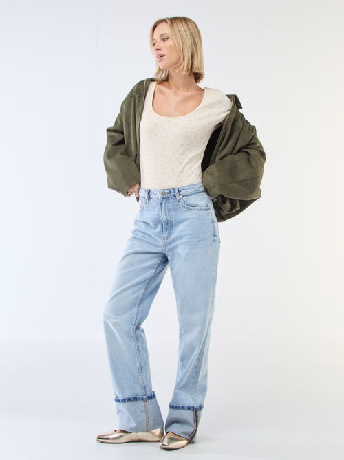 Body a coste e maniche corte - Kiabi