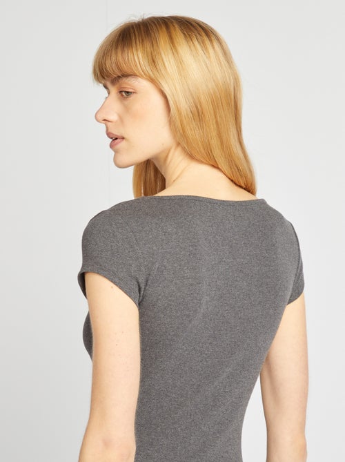 Body a coste e maniche corte - Kiabi