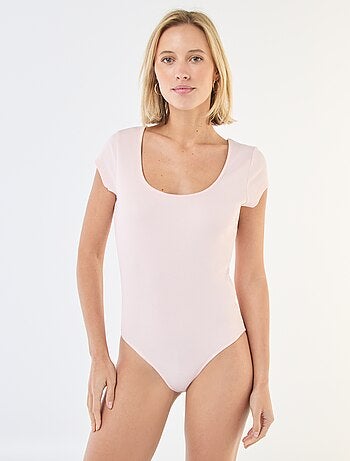 Body a coste e maniche corte