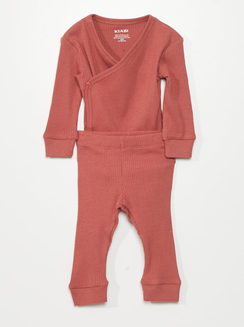 Body a coste + leggings - 2 pezzi ROSSO - Kiabi