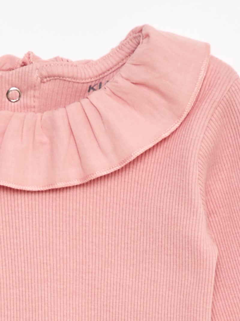 Body a costine con colletto Rosa - Kiabi
